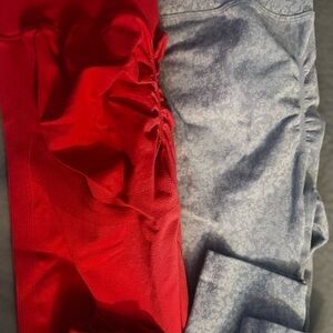 Stylish bundle scrunch butt leggings Red and Gray deal 2 pairs